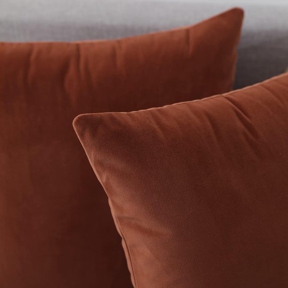 Set of 2 Clay Terracotta Soft Velvet New Pillow Covers 18" Square Zipper New - Picture 4 of 10